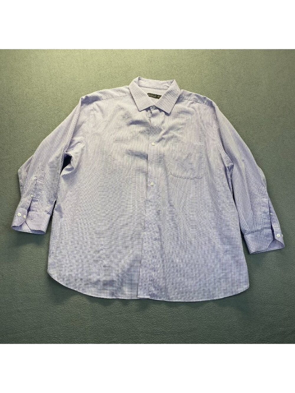 Rochester Egyptian Cotton,Purple Checkered Men Size 19 34/35 Long Sleeve,Pocket